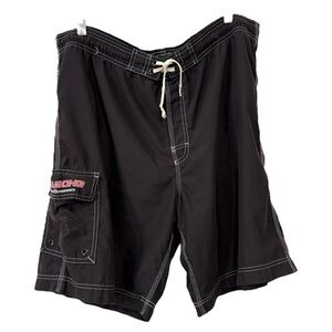 Vintage Billabong Black Board Shorts with White Stitching Drawstring Size L